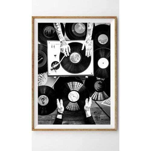 Vinyl Records Lovers Wall Art Canvas Painting Nordic Poster And Print Vintage Photo Black White Wall Picture Living Room Decor