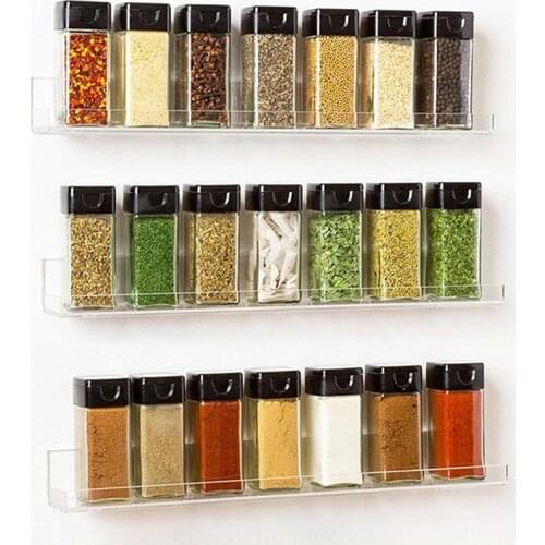 New Wall Mount Spice Rack Organizer for Cabinet Spice Shelf Transparent Seasoning Organizer Pantry Door Organizer Spice Storage