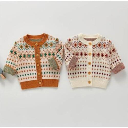 Autumn Boys Girls Printing Cardigan Coat Clothing Boys Girls Coats Kids Baby Boys Girls Long Sleeve Knit Coat Children Outfit