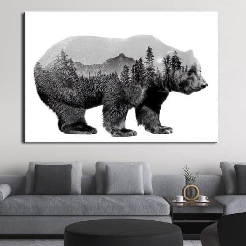Wild Animals Bear Dog Fox Mountain Forest Posters and Prints Home Decoration Modern Art Animals Nature Canvas Painting Pictures