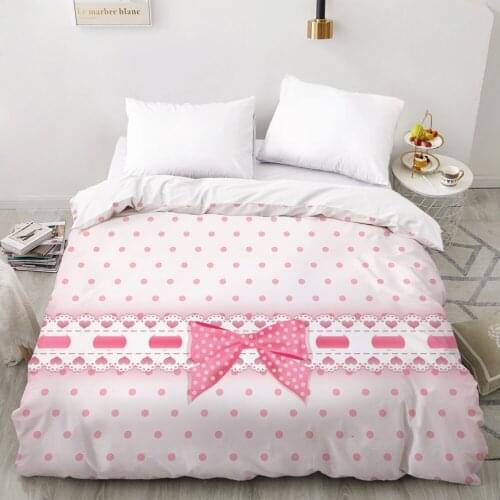 3D Duvet cover Quilt/Blanket/Comfortable Case Luxury Bedding 135 140x200 150x200 220x240 200x220 for Home Bow Pink dots