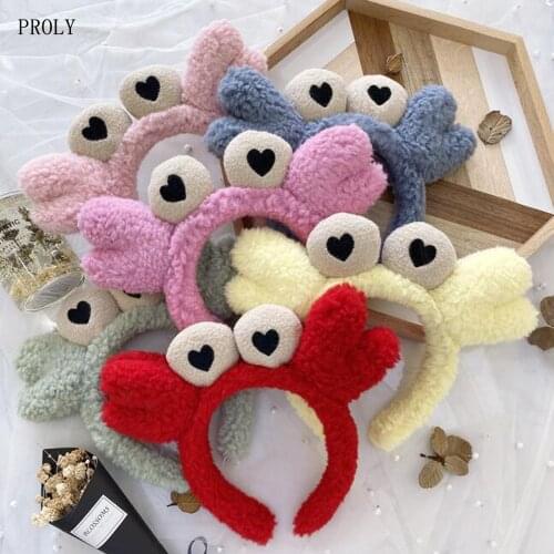PROLY New Fashion Girls Headband Warm Plush Hairband Lovely Big Eyes Headwear Fresh Turban Winter Spring Hair Accessories