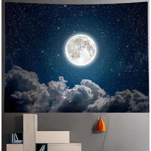 Seaside moon psychedelic scene home decoration tapestry hippie boho style decoration yoga mat large size tapestry sheets