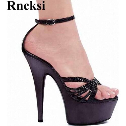 Rncksi New Women Shoes 15cm High Heel Pole Dance Platforms Star Model Sexy Sandals Night Club Party Wedding Dress Sandals