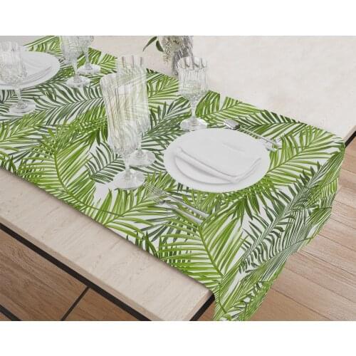 Table cloth living room kitchen cloth runner with pattern Yesils color tree leaf pattern micro fabric runner