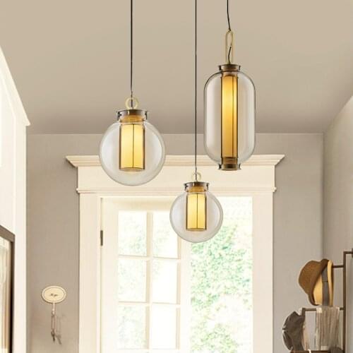 Modern Nordic Style Glass Lampshade Led Pendant Light Bedroom Decoration Dining Table Loft Living Room Home Light Fixtures