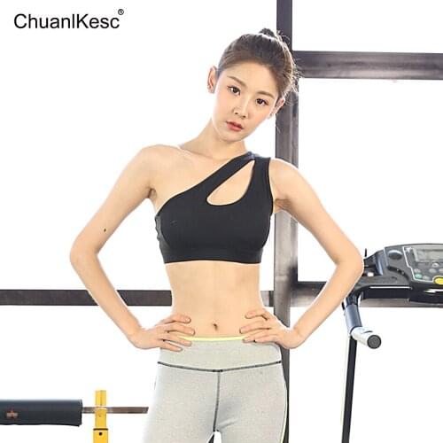One Shoulder Push Up Sports Top Gym motion bra Women Fashion Workout Sport Gym Clothes Fitness Vests