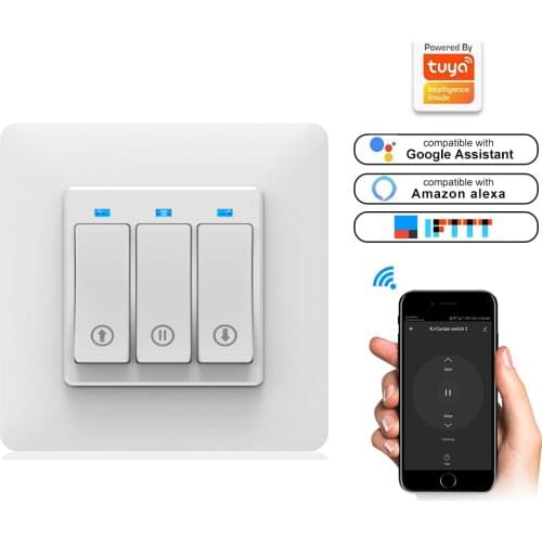 Smart Curtain Switch Phone APP Voice Remote Control Mechanical button Smart Curtain Controller with Amazon Alexa And Google home