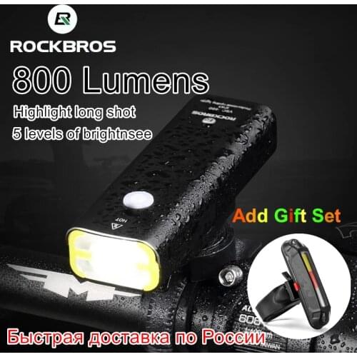 ROCKBROS Cycling Bike Headlight Waterproof MTB Bicycle Front Lamp Rechargeable Bicycle Light Cycling Flashlight Bike Accessories