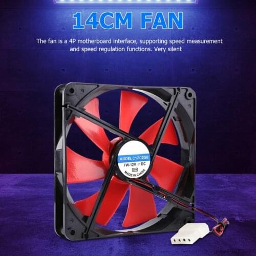 12V 4 Pin 140mm DC Silent CPU Cooling Fan High Airflow 2300RPM Speed Adjustable Computer Cooler Quiet for PC Chassis wholesales