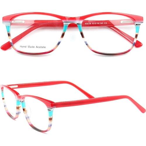 Women Hand Made Square Eyeglass Frame Men Square Fashion Tortoise Light Acetate Rx Eyeglasses Frames Red Brown Glasses Frames