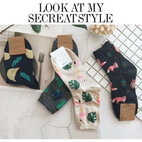 [WPLOIKJD]Art Socks Plants Printing Pattern Cute JacquardWomen Korean Animal/Cactus Socks Funny Socks