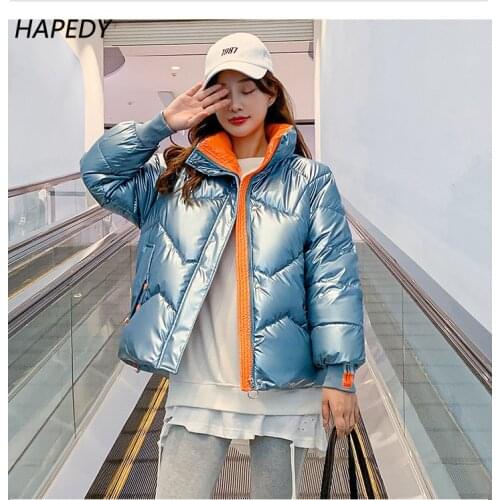Womens Winter Jacket 2021 New Bright Cotton-padded Jacket Female Korean Loose Thicken Clothes Fashionable Warm Casual Outwear