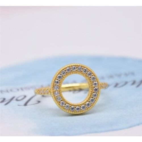 Bewill Free Shipping 925 Sterling Silver Ring Shine Gold Hearts Of Halo Rings For Women Wedding Party Gift Fashion Jewelry