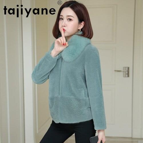 Women Coat Winter Real Wool Fur Coats Female Natural Fox Fur Collar Parkas Woman Suede Lining Clothing Casaco TN777