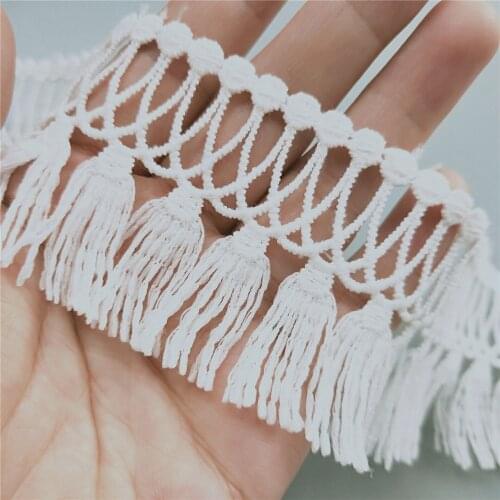 100cm White Cotton Tassel Dangling Fringe Lace Trimming Ribbon Fabric Handmade Sewing Supplies Craft For Apparel Decoration 5CM