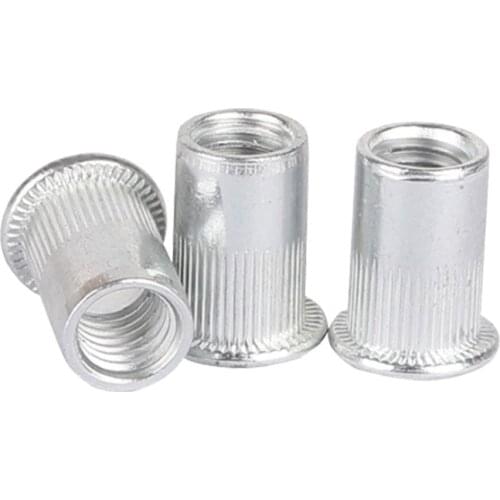 200pcs Aluminum Rivet Nut M8 Aluminum Alloy Rivnut Flat Head Threaded Rivet Insert Nutsert Cap Rivet Nut Nuts Rivnuts