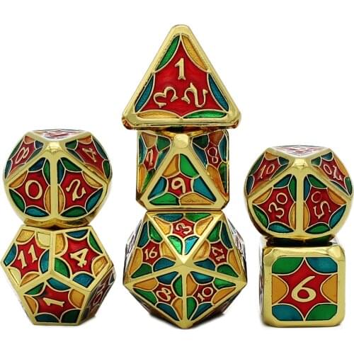 2020 New DnD Metal Dice RPG MTG Dice Include Dice Pouch for Tabletop RPGs Games 7pcs D4 D6 D8 D10 D% D12 D20 Set polyhedral dice