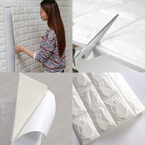 3D Brick Wall Stickers 77*70cm DIY Self Foam Waterproof Decor Wall Covering Wallpaper For TV Background Kids Living Room