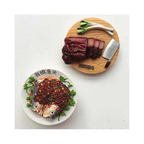 3D stereo chinese food dish fish meat fridge magnet kitchen decoration magnetic sticker kids like mini simulation message paste