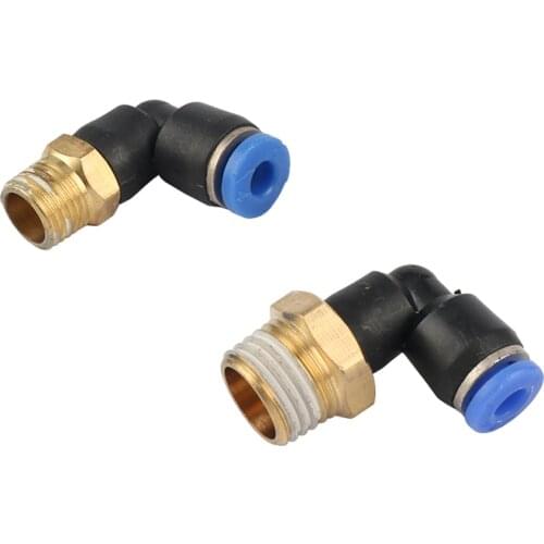4 Pcs L Shape 4mm Elbow quick Connector 1/8" 1/4" Male Thread Misting Irrigation System Slip Lock Quick Connection Coupling