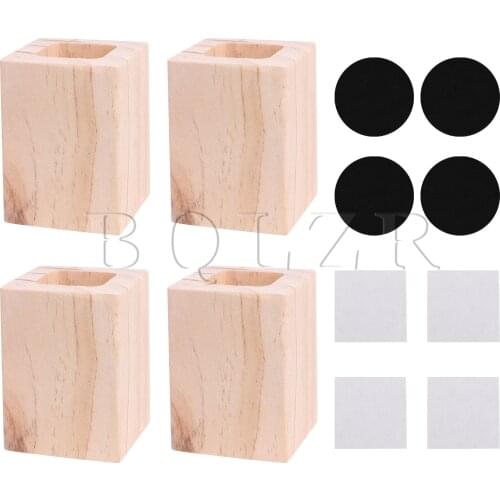 4x BQLZR 6x6x8.3cm Closed Wood Table Desk Bed Riser Lift Furniture Lifter Storage for 3CM Square Feet Up to 5CM Lift