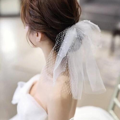White Hair Veil Butterfly Shape Wedding Accessories for Women Bridal Veils Lace Fashion Jewelry Tulle Party Gifts One Layer