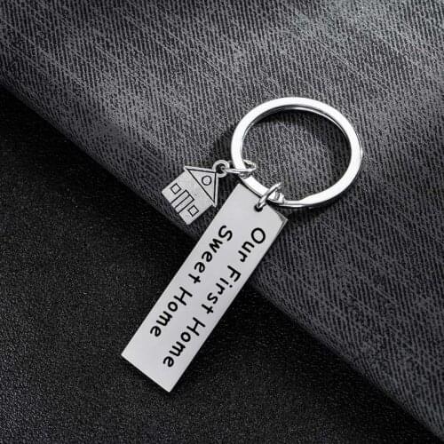 Our First Home Sweet Home Keyrings Couples Housewarming Gifts Lovely Gift For New Home Owner Key Rings Stainless Steel Keychains