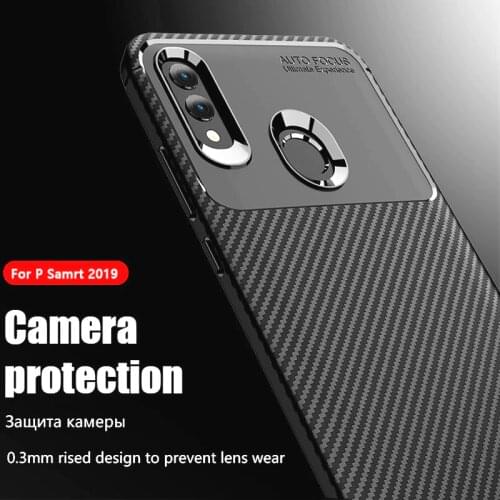 Phone Case For Huawei P Smart 2019 Carbon Fiber Soft Silicone TPU Anti-Knock Protective Back Cover For P Smart 2019 Matte Cases