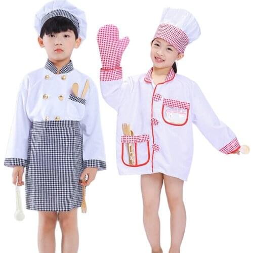 Kids Children Chef Role Play Dress up Set Boys Girls Halloween Cosplay Purim Costume