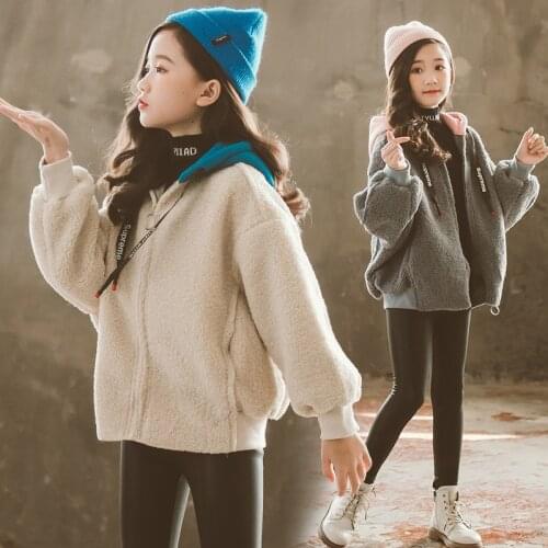 Kids Girls Velvet Warm Coat Hooded Autumn Winter Teddy Fleece Jackets 8 10 12 14 years