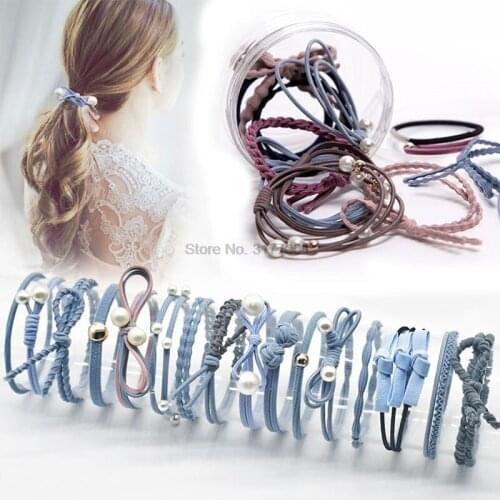 DHL 200set 12Pcs/set New Fashion Girls Hair Accessories Elastic Hair Bands for female Girl Hair Rope Gum Rubber Band Headwear