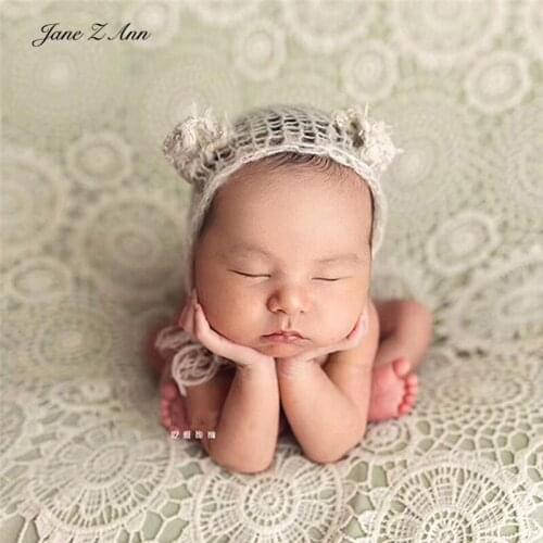 Jane Z Ann Newborn Photography props white Sunflower lace Skin-friendly Decorative Blanket Filler Mat backdrop 2 sizes