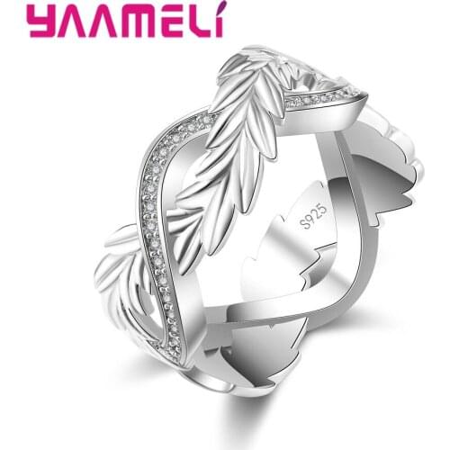 Elegant Leaf Design Finger Rings 925 Sterling Silver Rings For Women Fashion Birthday Gift Anniversary Jewelry