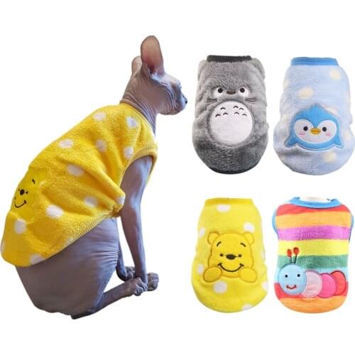 Pet Cat Clothes For Cats Sphynx Soft Fleece Coat Jackets for Outing Cute Cartoon Cat Costumes Autumn Winter WarmPets Clothing