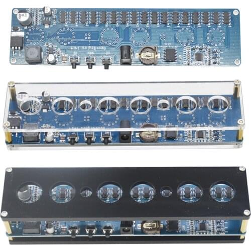 IN14 DC 12V 1A STM8S005 Control Nixie Tube RGB LED Digital Clock Module Kit DIY PCBA Circuit Board with Acrylic Shell