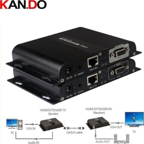 LKV383VGA Up to 394ft 120m VGA HDbitT Extender with Audio over Single CAT5/5e/6 1080P over IP CAT6 Extender video transmission
