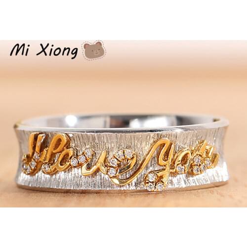 Mi Xiong s925 sterling silver love eternal letter crystal diamond ring light luxury luxury gift for girlfriend anniversary