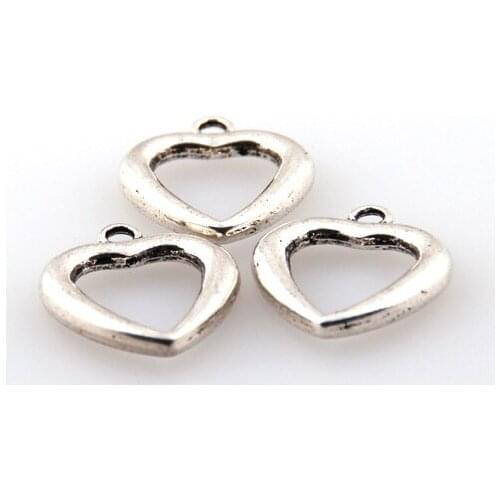 MOODPC Free shipping alloy hollow heart beads charm for DIY jewelry metal beads charm