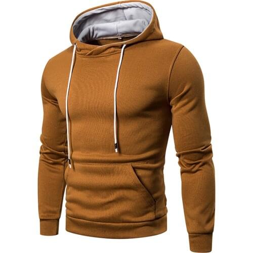 Mens 2021 Casual Sweatshirts Winter Solid Fleece Long Sleeve Pullover Top Outdoor Warm Crew Neck Hooded Tracksui Pocket Sweater