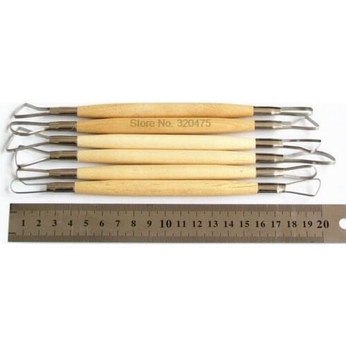 DHL 200set high quality 6pcs/set Ribbon 8 inch Sculpting Tools Set Pottery Ceramic Modeling Tools Polymer Clay Tool set