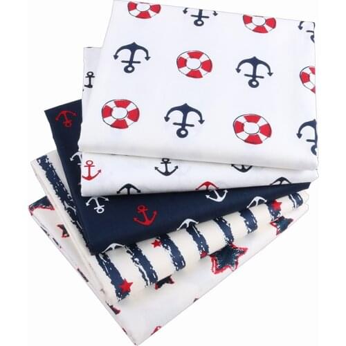 Nanchuang 5Pcs/Lot Navy Series Cotton Fabric Patchwork Cloth Doll Sewing DIY Handmade Fat Quarter Hometextile Material 40x50cm