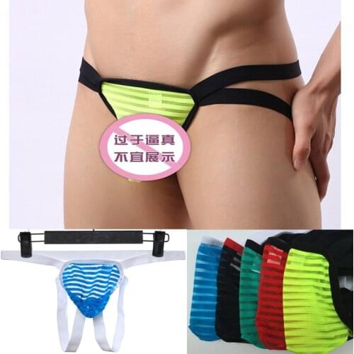 Men Mesh G-Strings Jockstrap Soft Underwear Mesh Sexy Gay Sissy Tanga Hombre Jockstrap Penise Bag Breathable Thin Men Underwear
