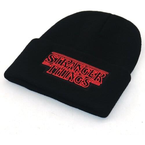 New STANGER THINGS hat letter embroidery knitted beanie hat for winter cotton flexible bone fashion ski cap unisex