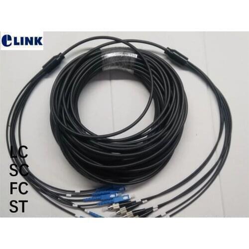 50M 6 cores TPU Fiber optic Patchcords waterproof LC SC FC Armored patch lead cable Outdoor SM FTTA jumper 6 fibers 5.0mm