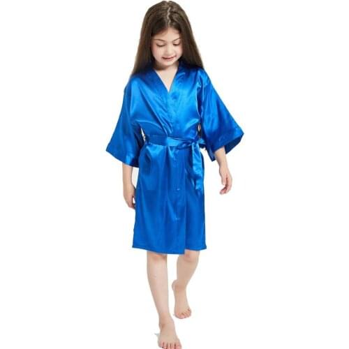 Girls Pajamas Robe Silk Satin Bathrobe Kids Summer Children Bathrobe Soft Comfortable Kids Baby Cute Homewear Clothes 3-14 Y