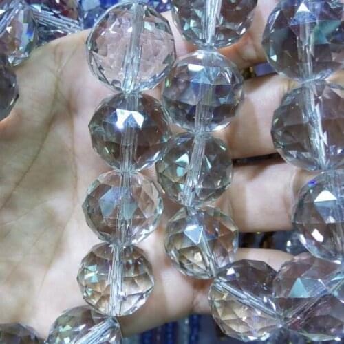 20mm Clear Faceted Round Crystal Spacer Beads free shipping Triangular section