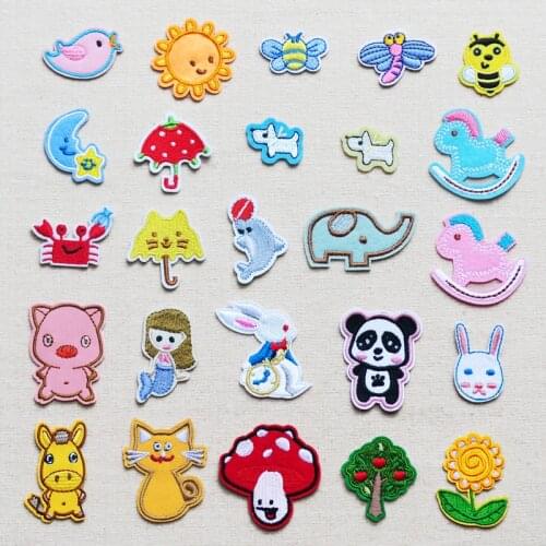 Handmade material small mini cartoon cloth embroidery patch down jacket decorative decals Childrens clothing patch decoration
