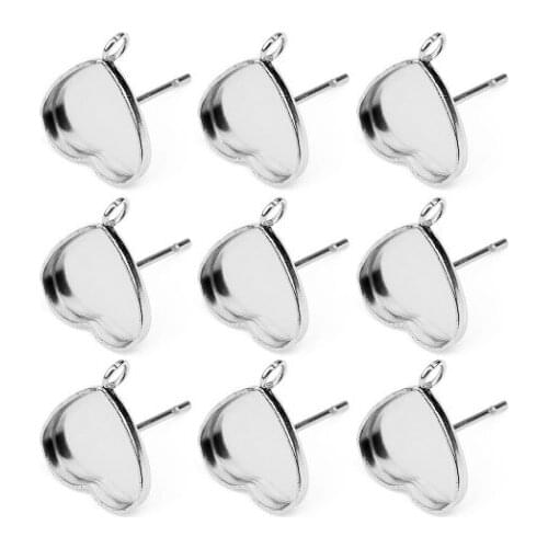 20pcs/lot 11mm heart Stainless steel stud earring accessories Connector Pendant For DIY bracelet necklace Jewelry Making dfvv3