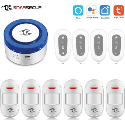 SMARSECUR Tuya WiFi alarm siren security Alarm System works for smart life app control compatible alexa google home
